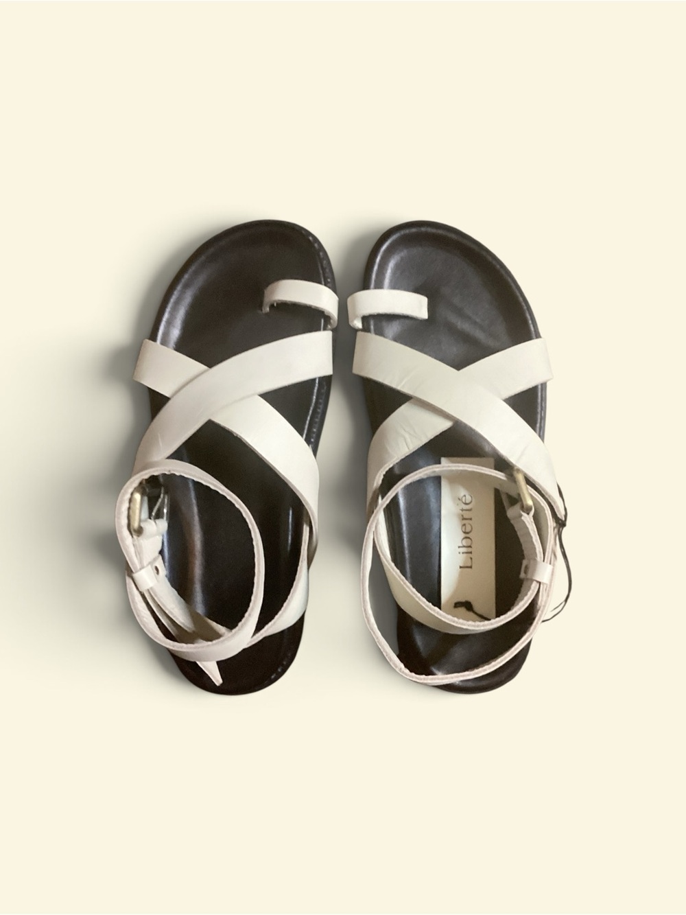 Women's Cross-Strap Ankle Buckle Sandals in Cream